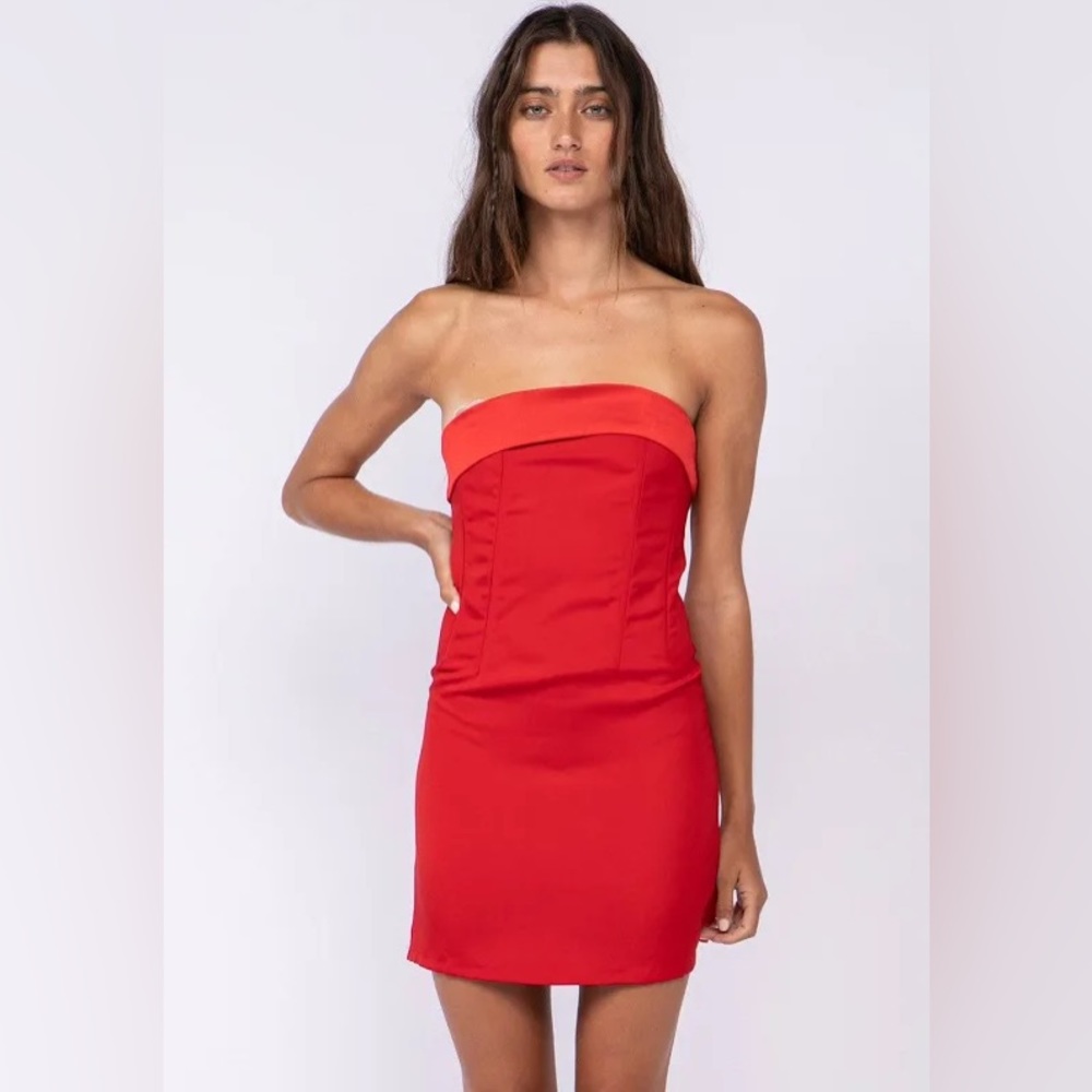 SKY TO MOON Red Cordet Mini Dress